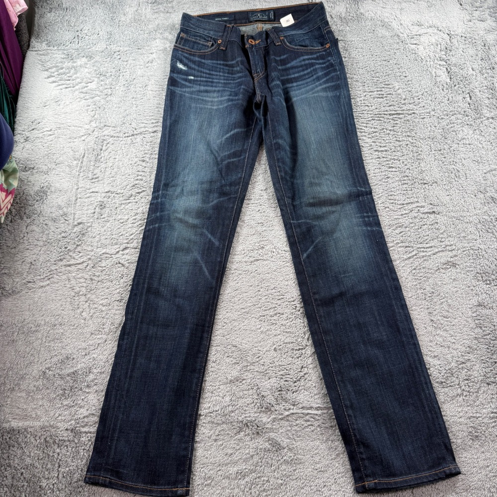 Lucky Brand Sienna Tomboy Dark Wash Straight Leg Jeans Womens 00/24 Regular
